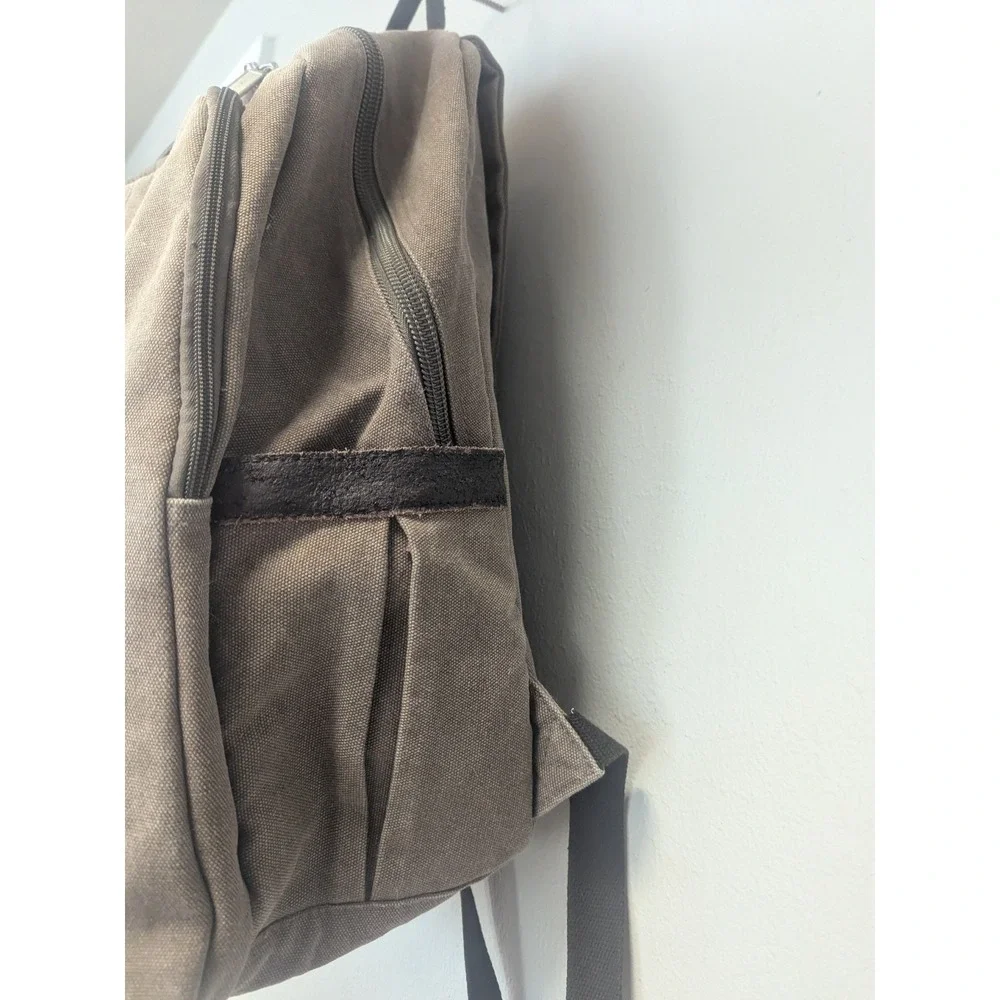 Canvas Backpack Brown Laptop Travel School Bag‎ Brown Trim Alilaus Day bag